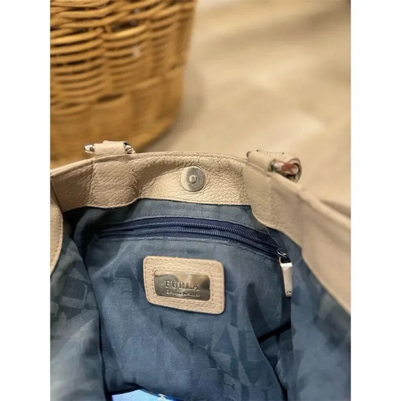 Furla Women's Taupe Convertible Leather Tote Bag with Zippered Pocket - Picture 4 of 13